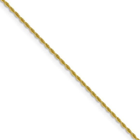1.2mm 10k Yellow Gold Diamond Cut Loose Rope Chain Necklace 20 Inch